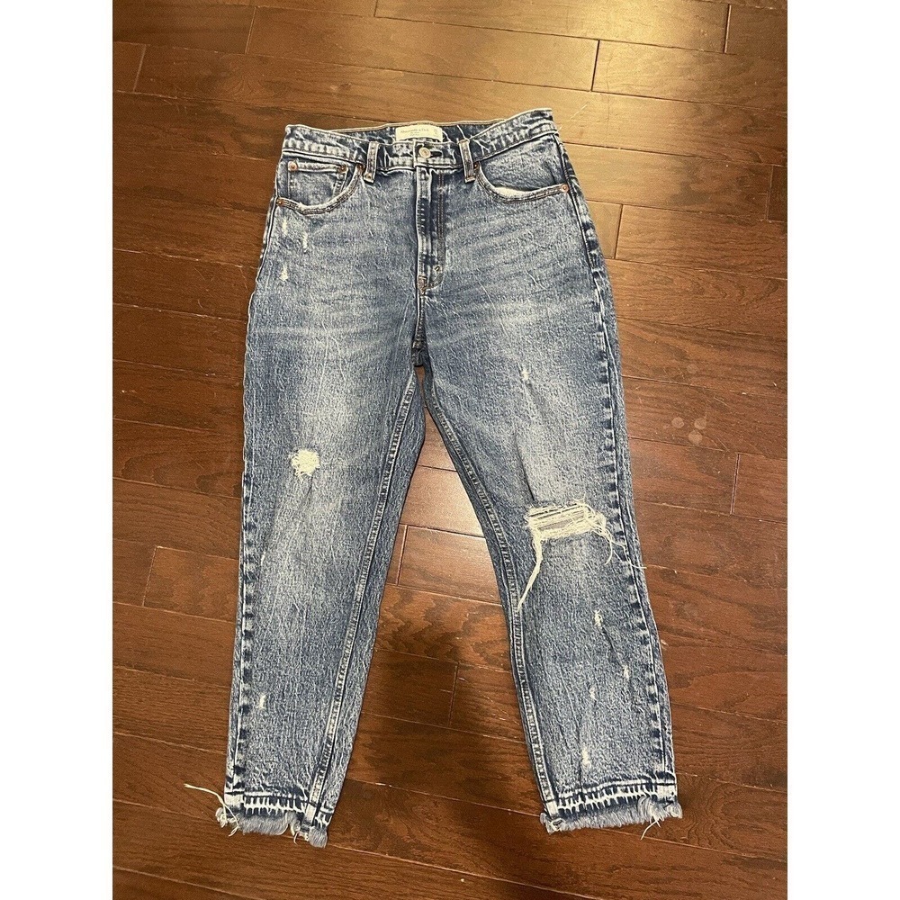 Abercrombie & Fitch The Mom High Rise 28 6s Curve Love Jeans Distressed NEW